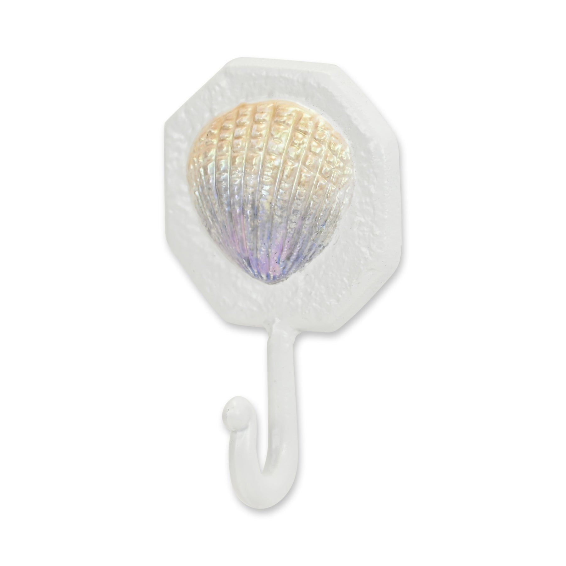 4" Cream And Pearl Cast Iron Seashell Wall Hook-3