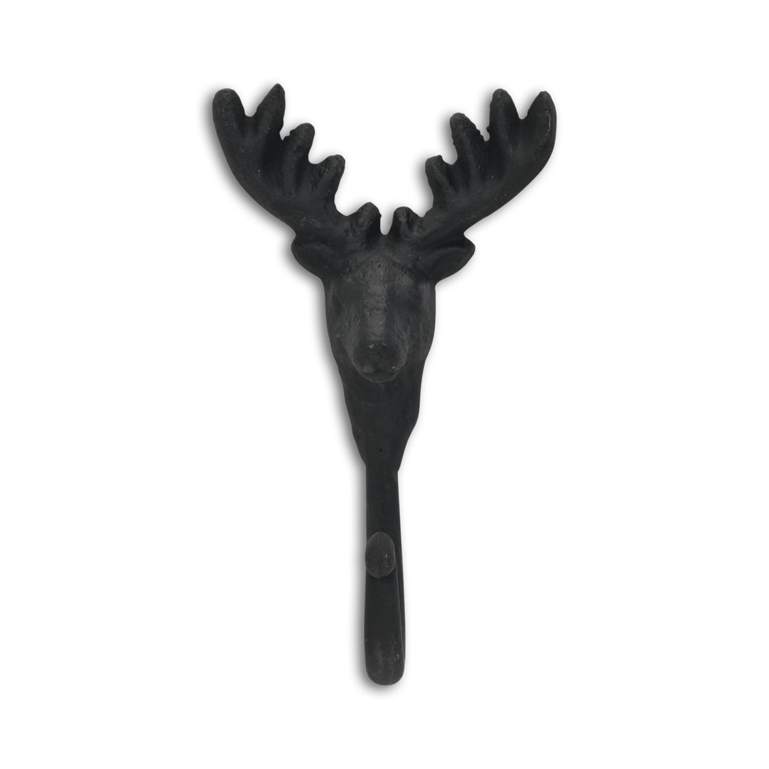 3" Black Cast Iron Deer Stag Wall Hook-1