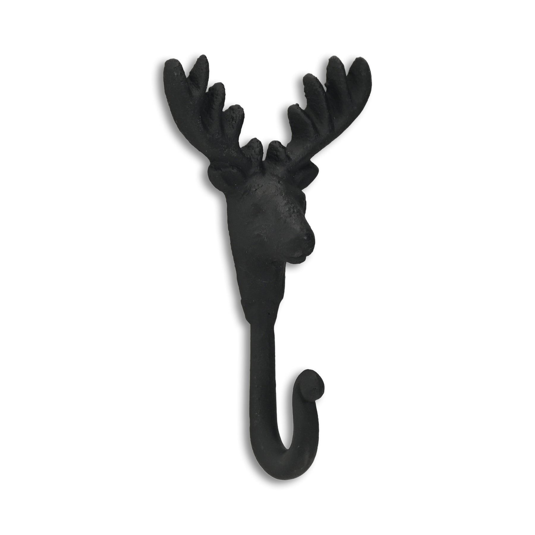 3" Black Cast Iron Deer Stag Wall Hook-2