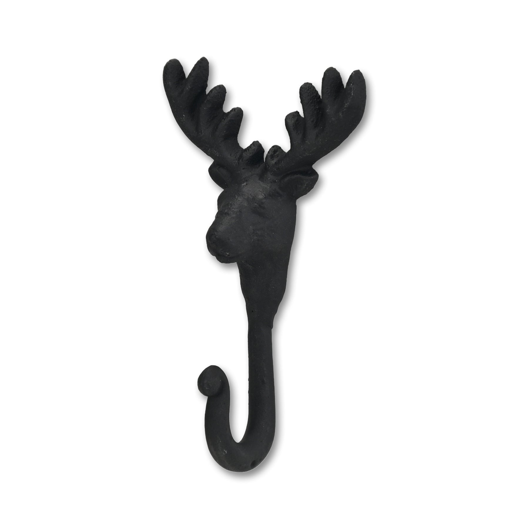 3" Black Cast Iron Deer Stag Wall Hook-3
