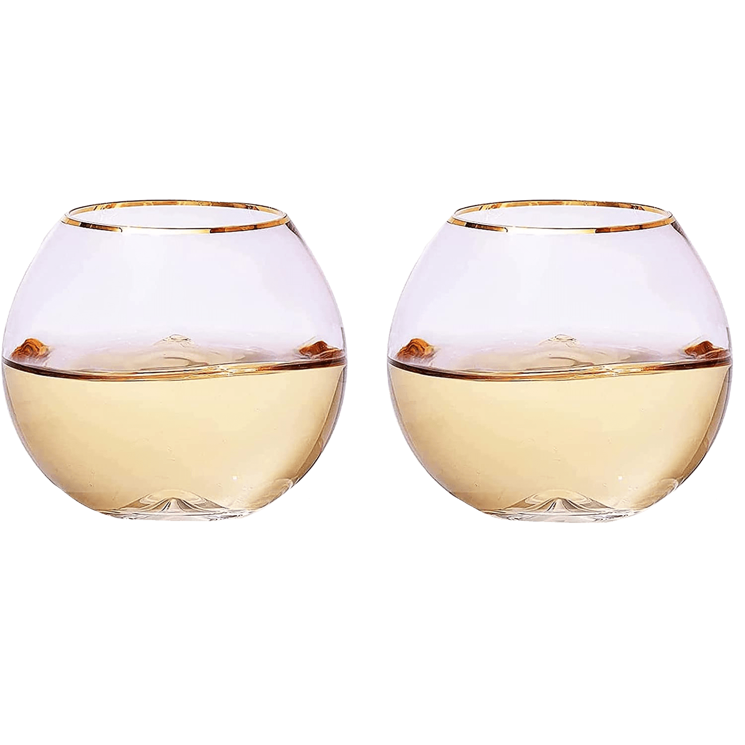 The Wine Savant Colored Blush Pink & Gilded Rim Wine Glass, Large 18oz Glasses 2-Set Vibrant Color Vintage Tumblers for White & Red, Water, No Stem Glasses, Gift Idea (Stemless Wine glasses) - Metromarketstore