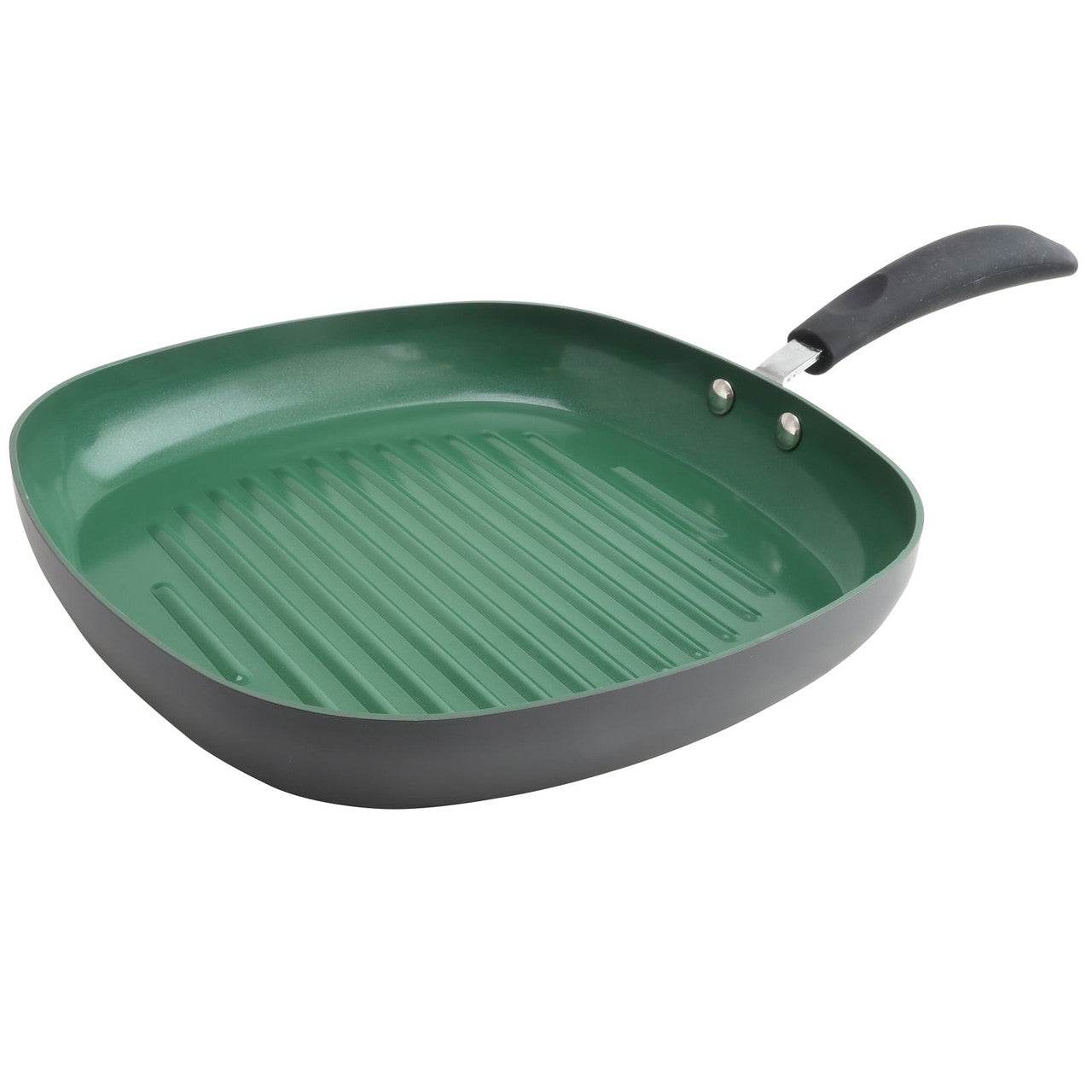 Eco-Friendly Home Hummington 11 inch Green Ceramic Non-Stick Grill Pan in Matte Grey - Metromarketstore