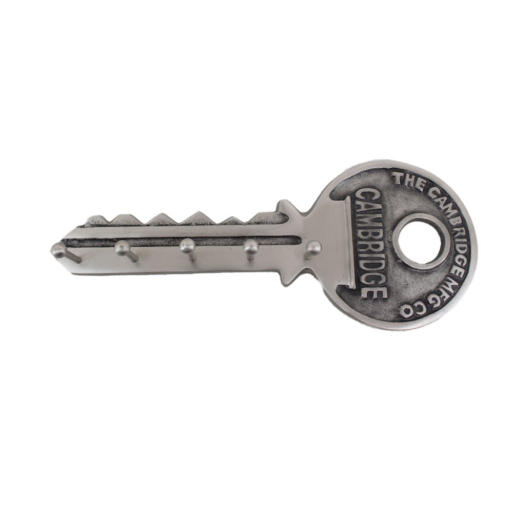 16" Silver Five Hook Wall Mount Key Shaped Coat Rack-1