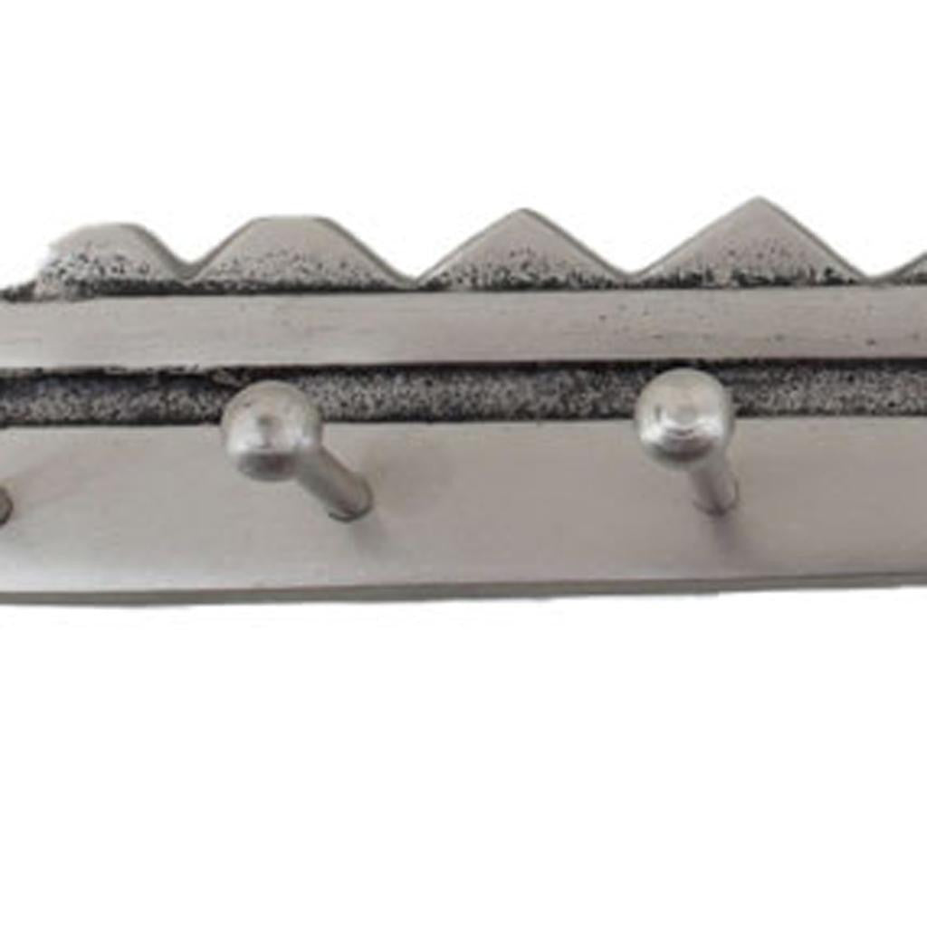 16" Silver Five Hook Wall Mount Key Shaped Coat Rack-3