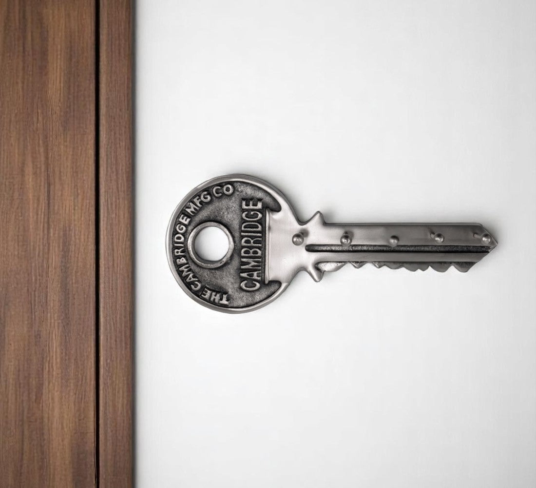 16" Silver Five Hook Wall Mount Key Shaped Coat Rack-0