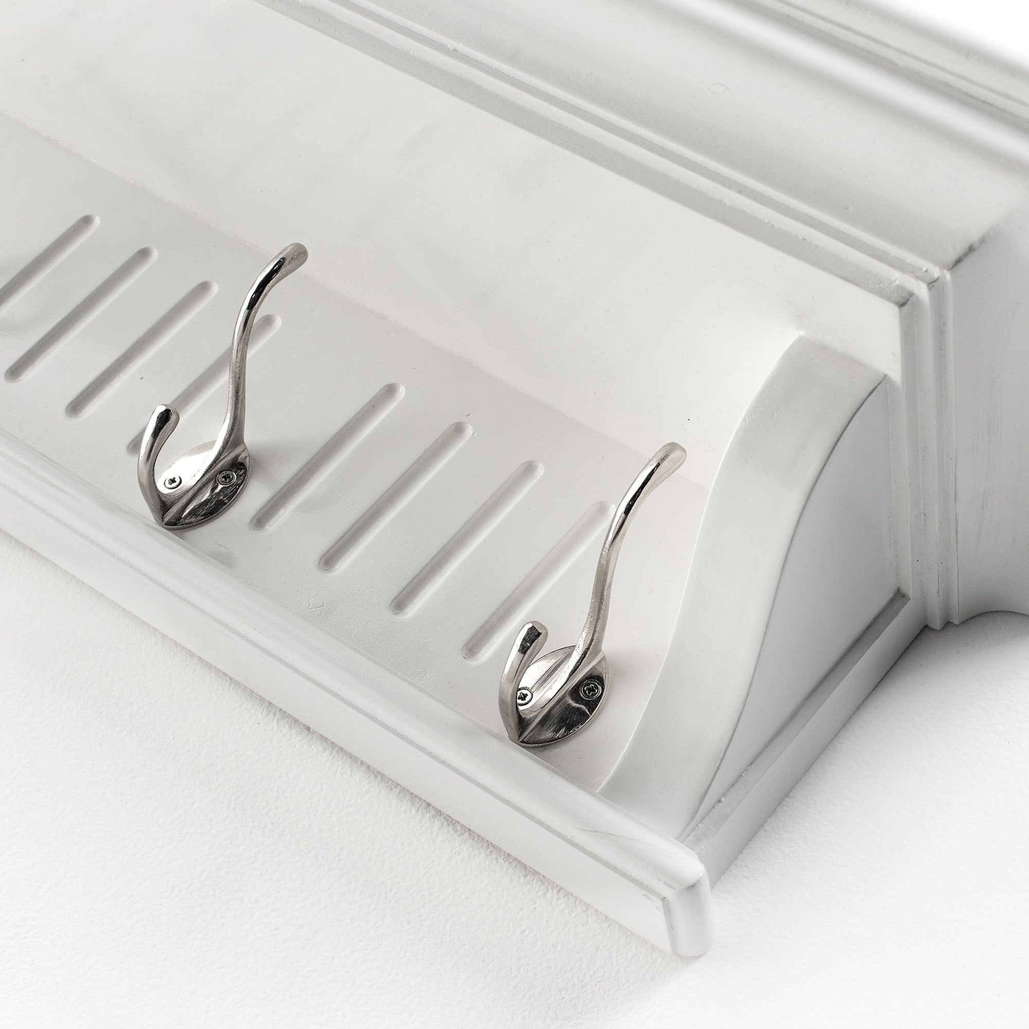 39" White Solid Wood Six Hook Wall Mount Coat Rack-6