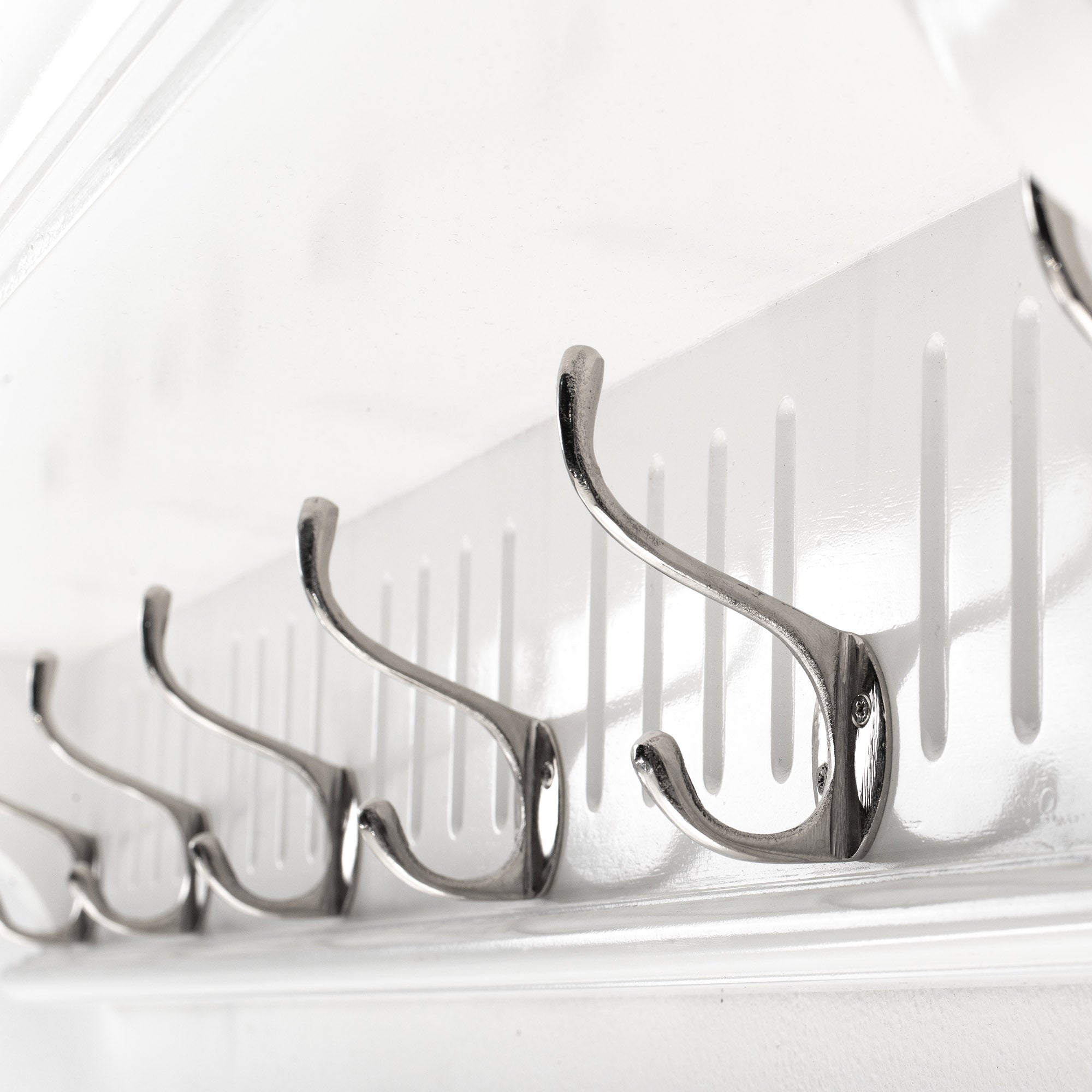 39" White Solid Wood Six Hook Wall Mount Coat Rack-4