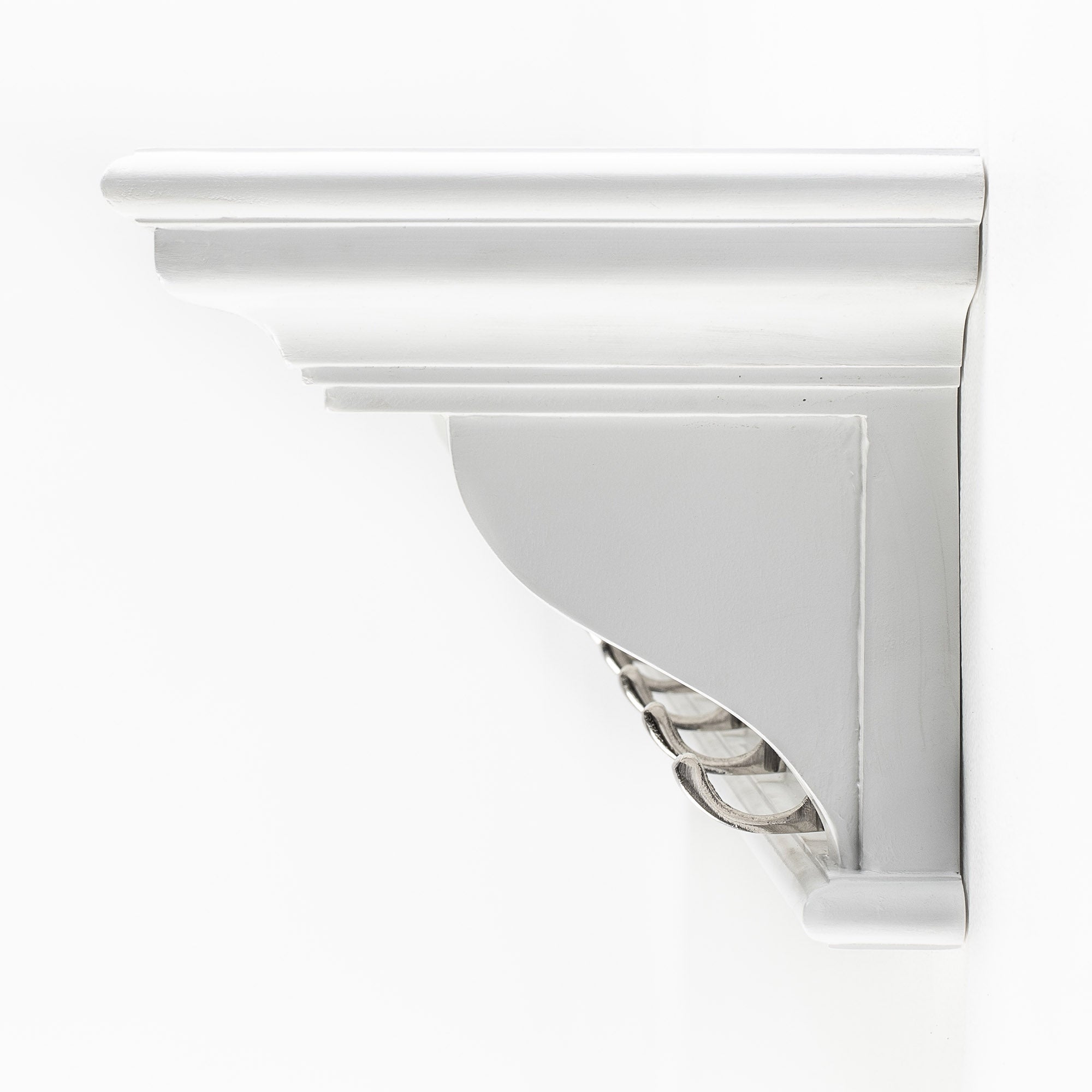 39" White Solid Wood Six Hook Wall Mount Coat Rack-2