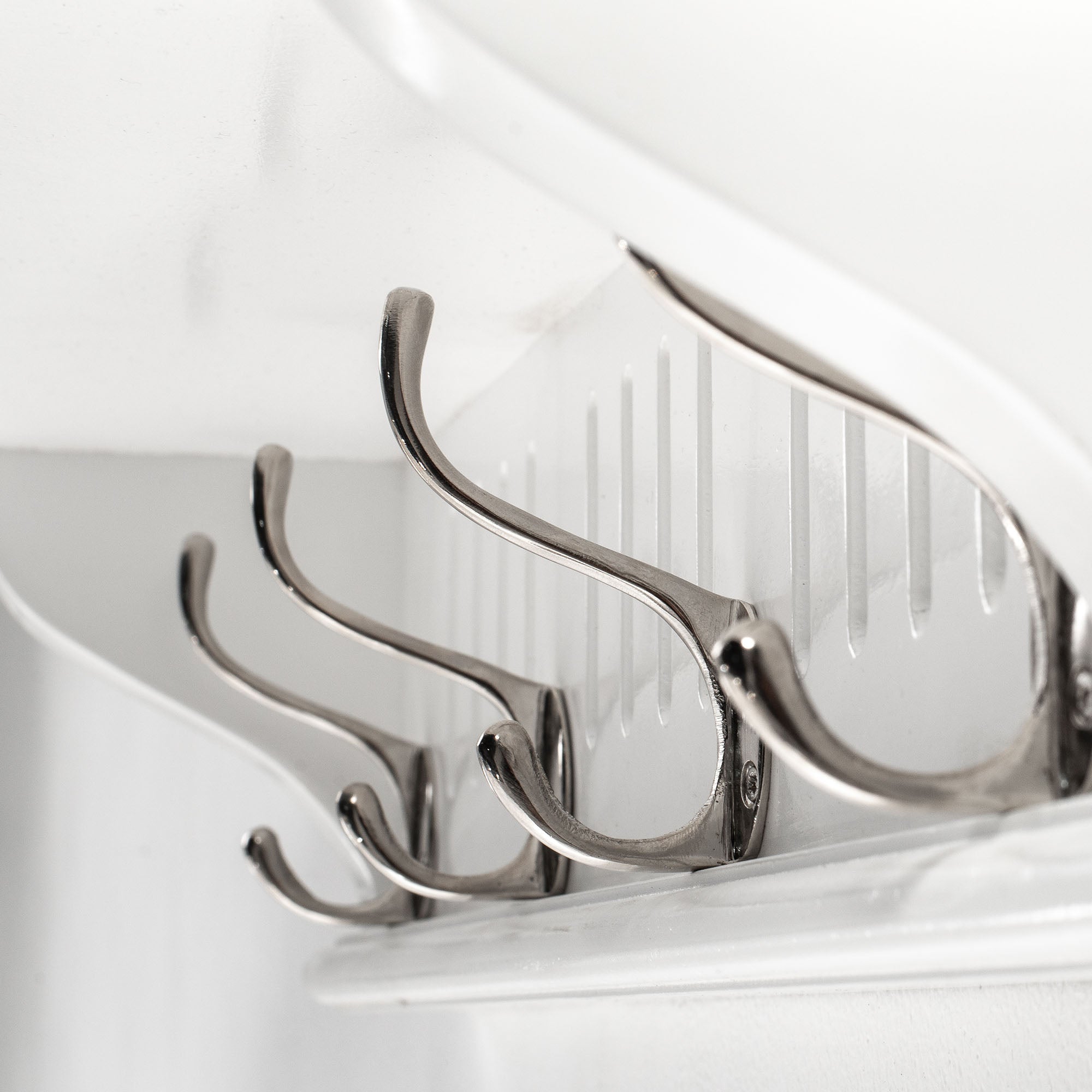 28" White Solid Wood Four Hook Wall Mount Coat Rack-4