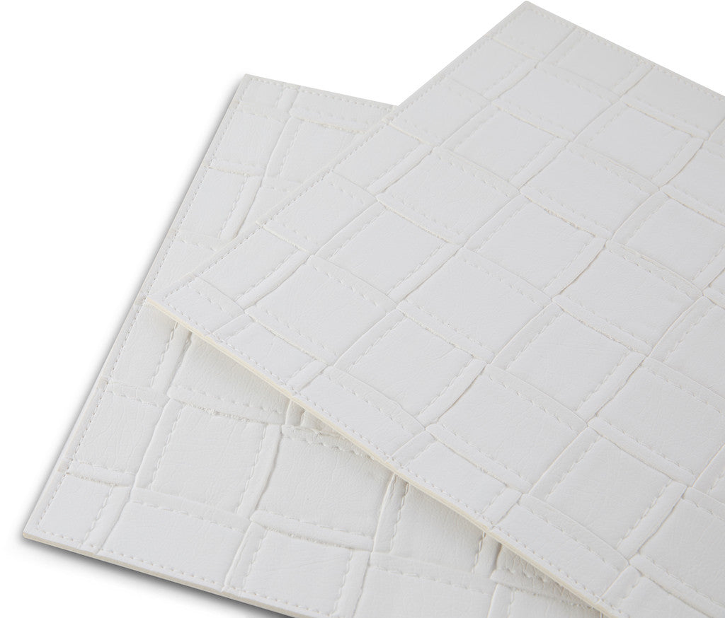 18" Set of Four White Basketweave Faux Leather Placemats-4