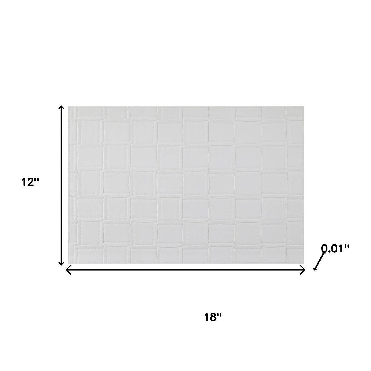 18" Set of Four White Basketweave Faux Leather Placemats-6