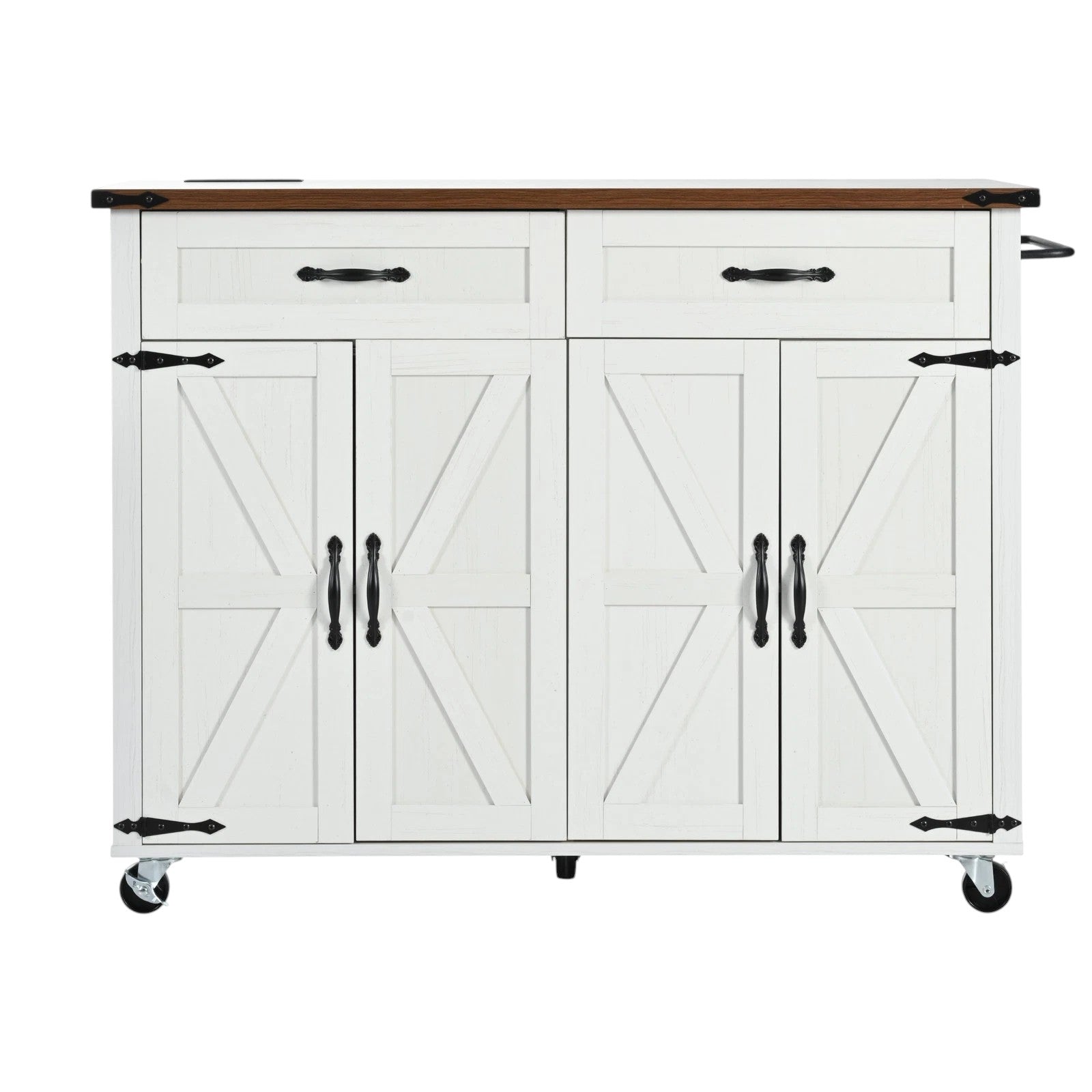 54" White Wood Rolling Kitchen Island-1