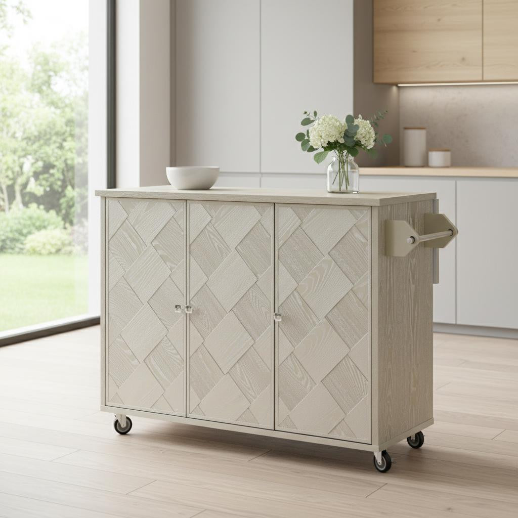 51" Champagne Wood Rolling Kitchen Island-0