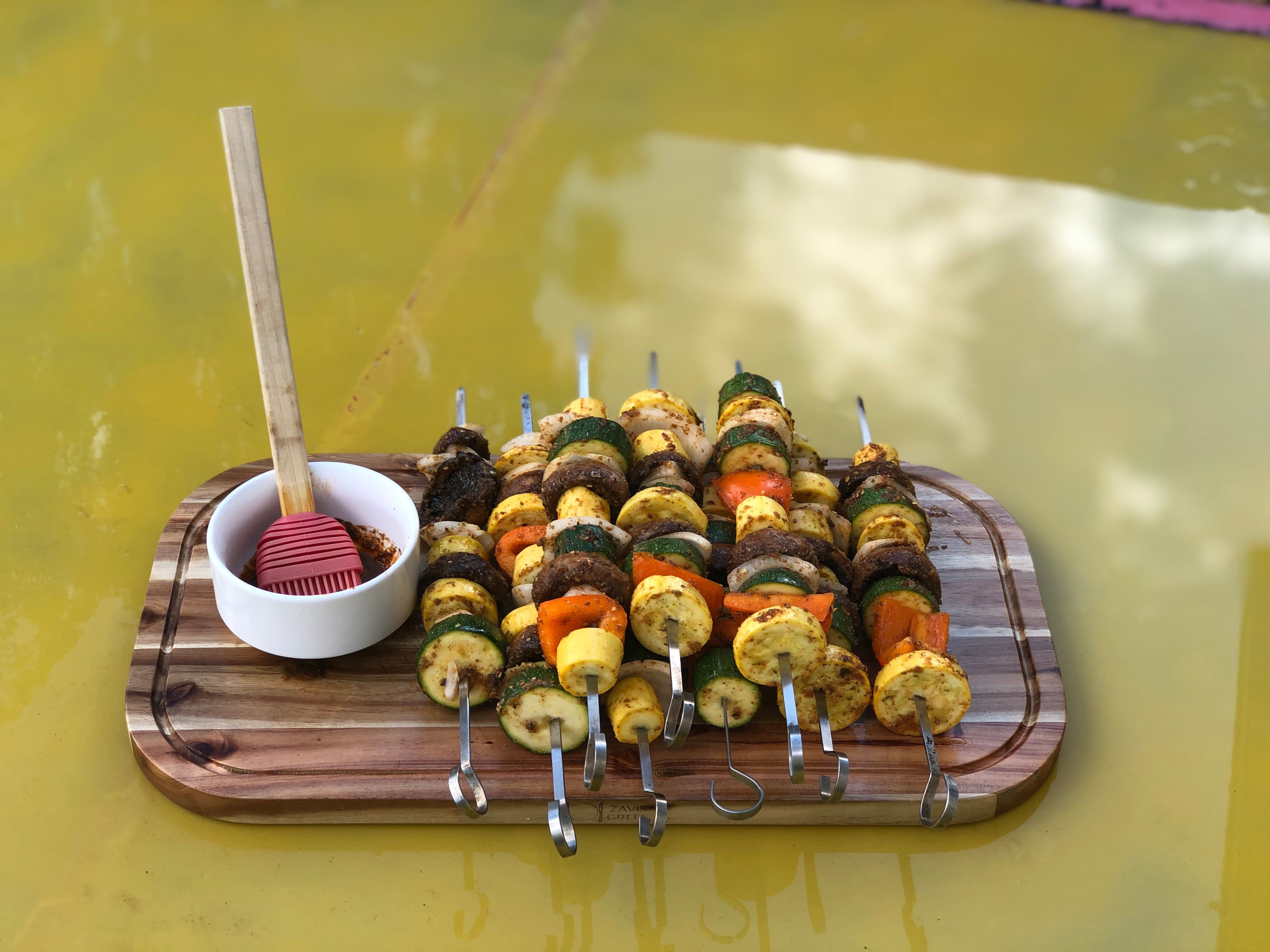 Zavis Green Acacia Wood Serving Rounded Cutting Board With Juice Groove 12" X 8" | Dishwasher Safe - Metromarketstore