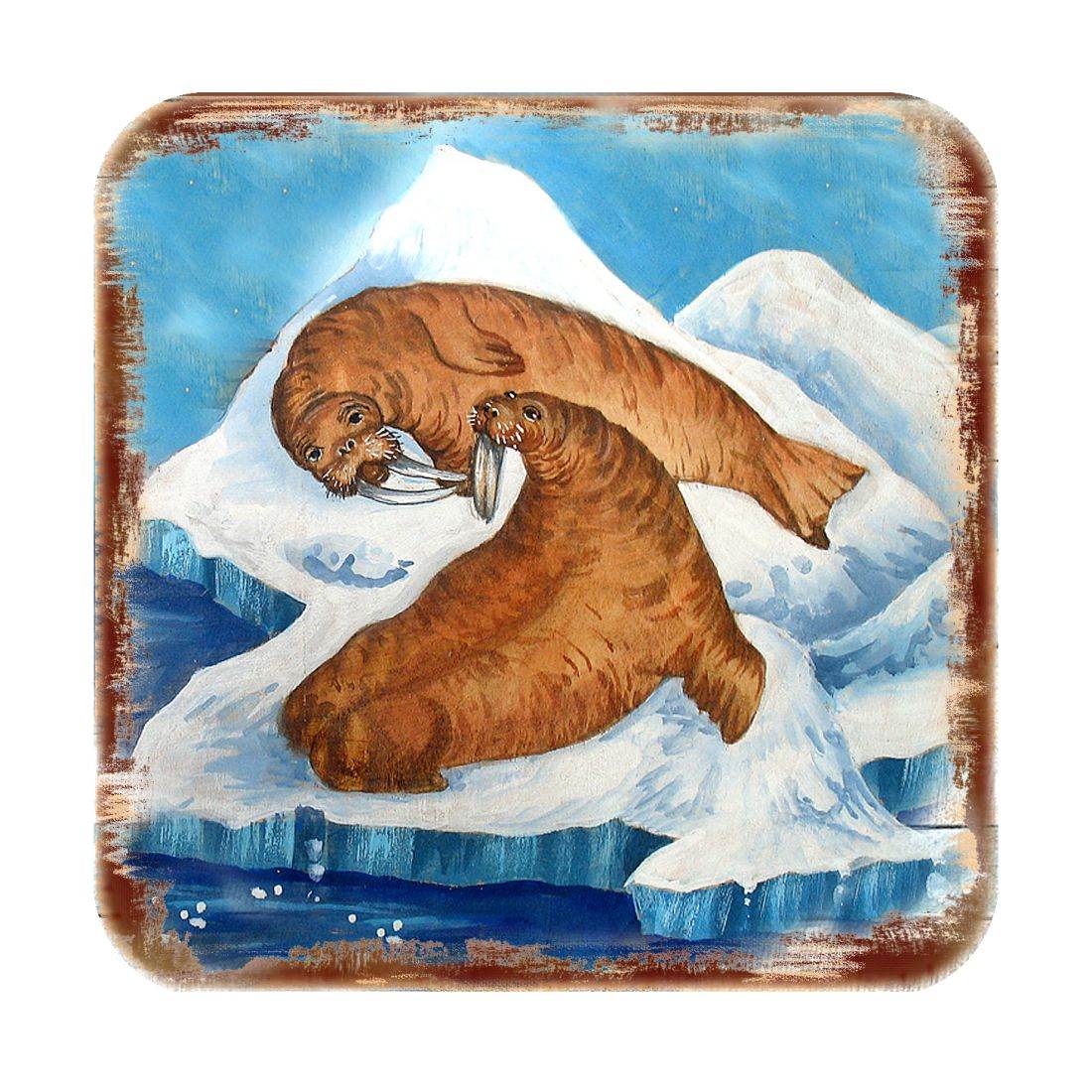 Sea Lions Wooden Cork Coasters Gift Set of 4 by Nature Wonders - Nature Wildlife Decor - 95377C-S4 - Metromarketstore