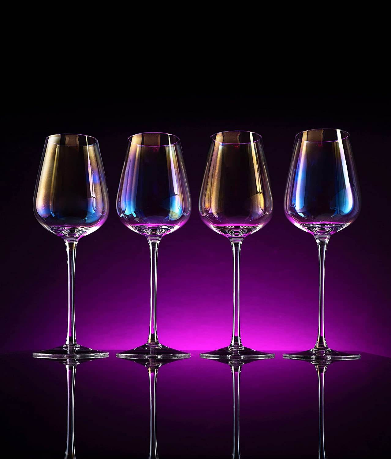 Iridescent Luster Large Radiance Wine Glasses - White Pearl Whimsy and Nostalgia Large Red Wine or White Wine Glass In An Elegant Gift Box - Metromarketstore