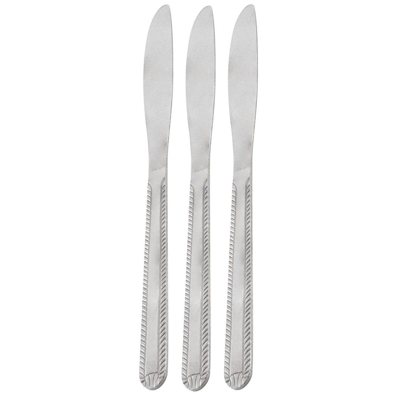 Gibson Home Tustin 3 Piece Stainless Steel Dinner Knife Flatware Set in Silver - Metromarketstore