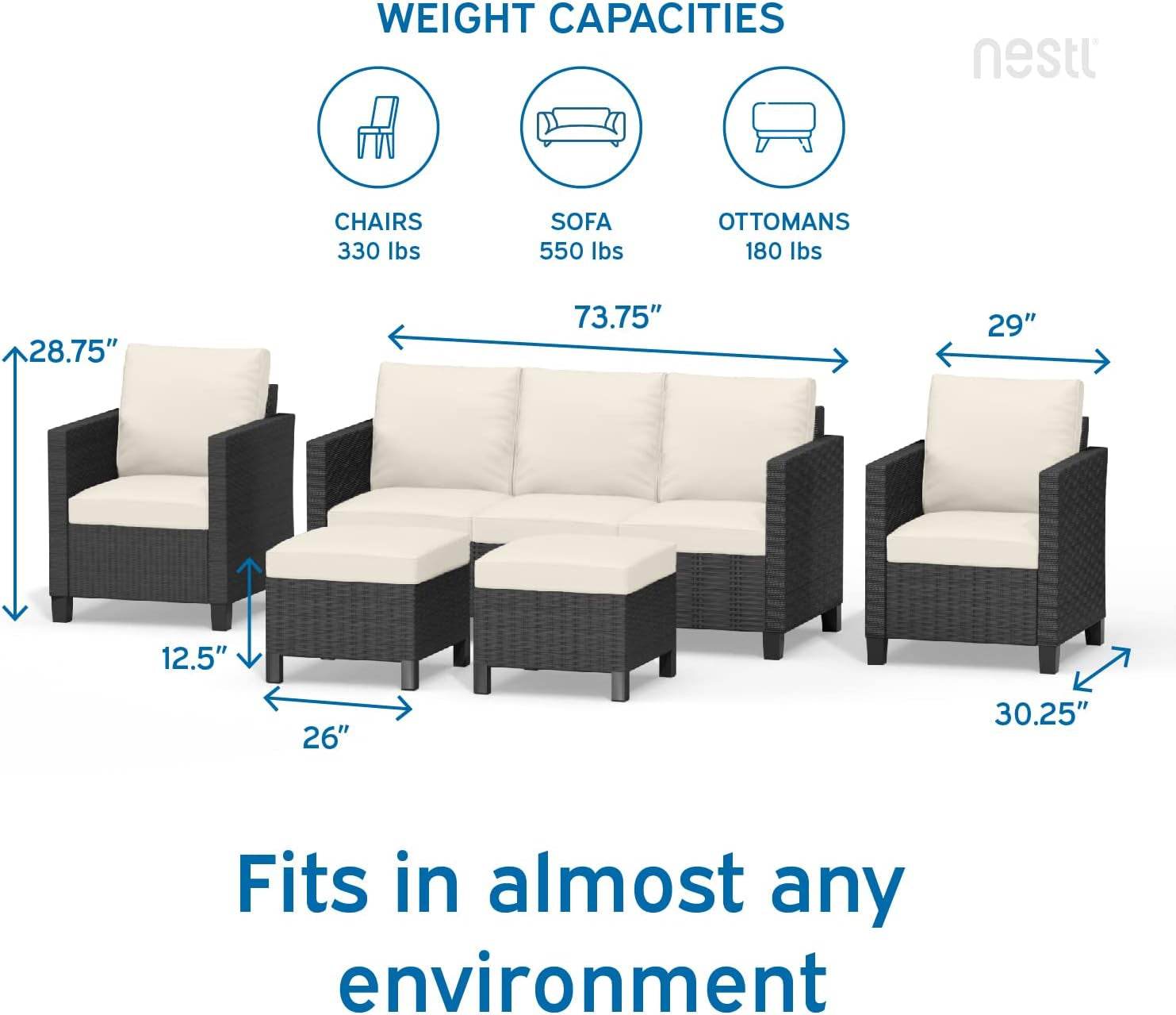 Patio Furniture Set with off White Cushions - Metromarketstore