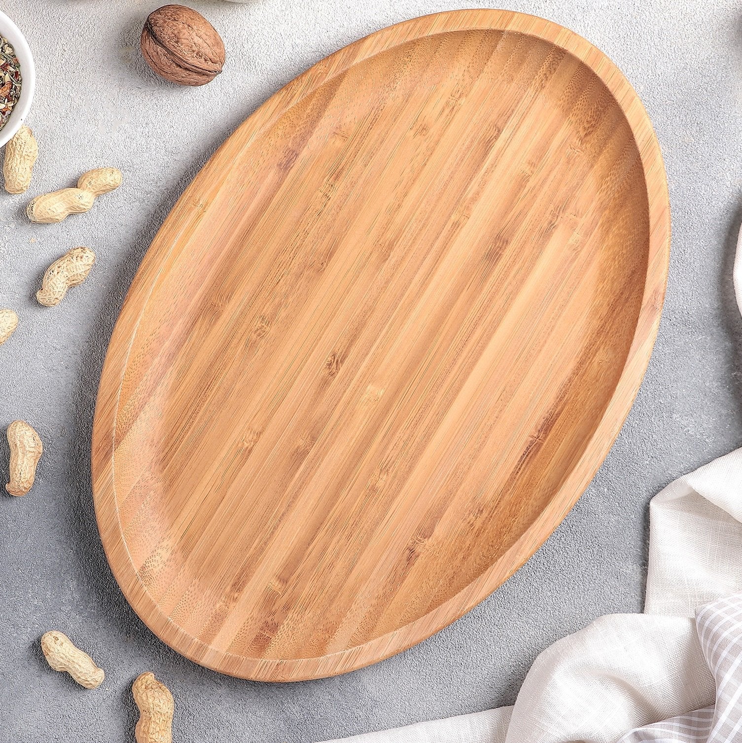 Bamboo Oval Platter 18" inch X 13.25" inch | For Appetizers / Barbecue / Steak - Metromarketstore