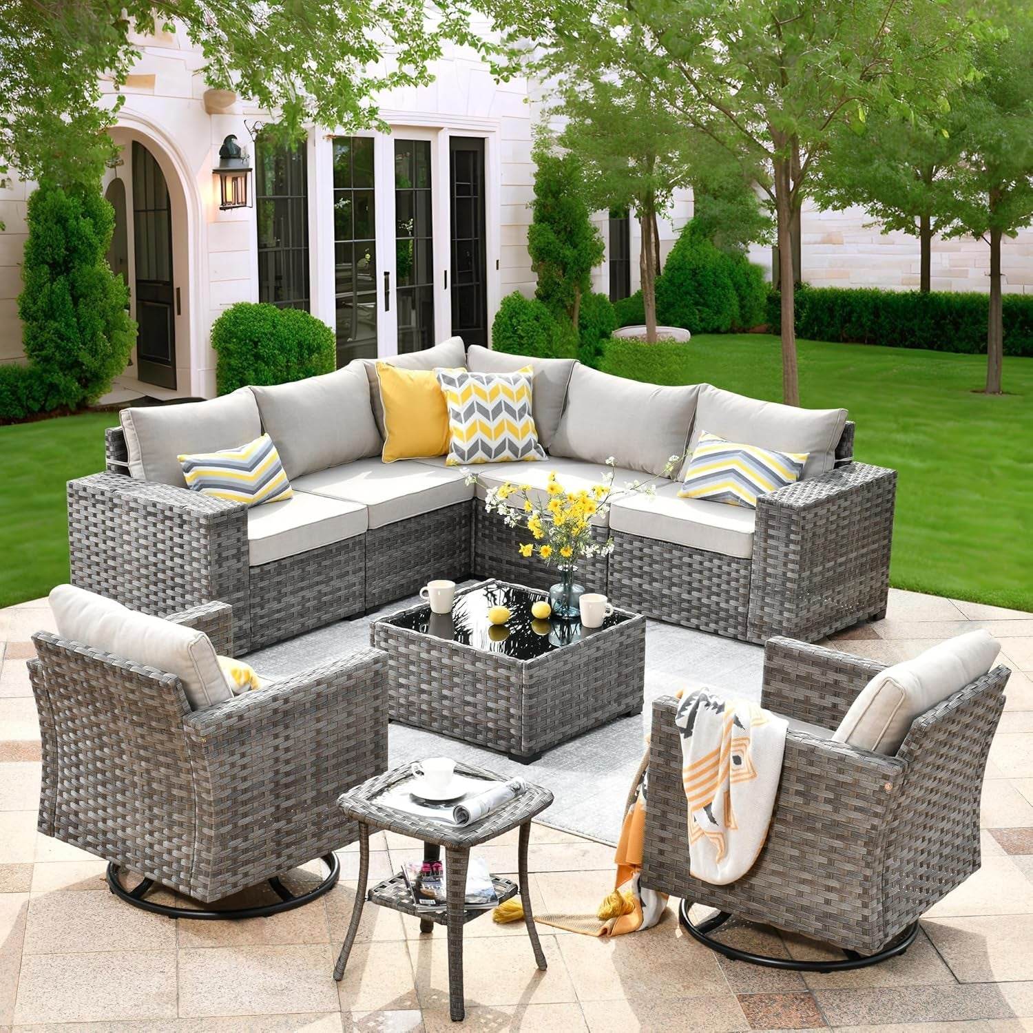 Modern Modular Outdoor Wicker Sectional Sofa Set - Metromarketstore