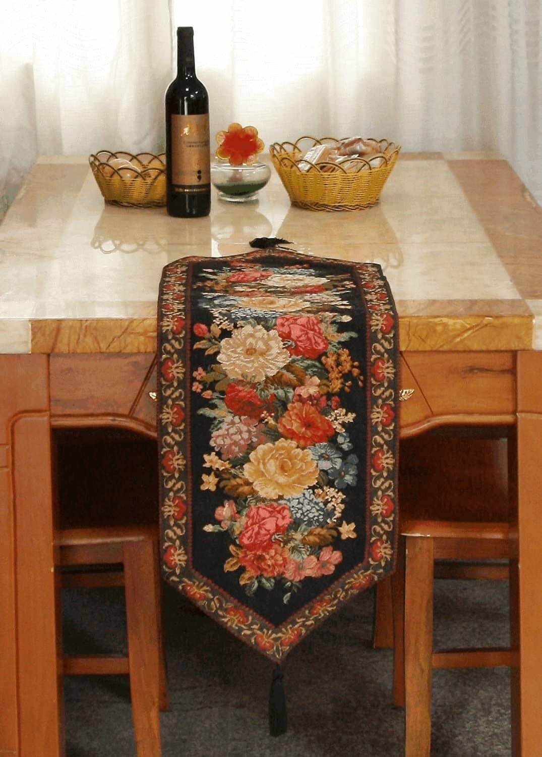 Tache Country Rustic Floral Midnight Awakening Table Runner - Metromarketstore