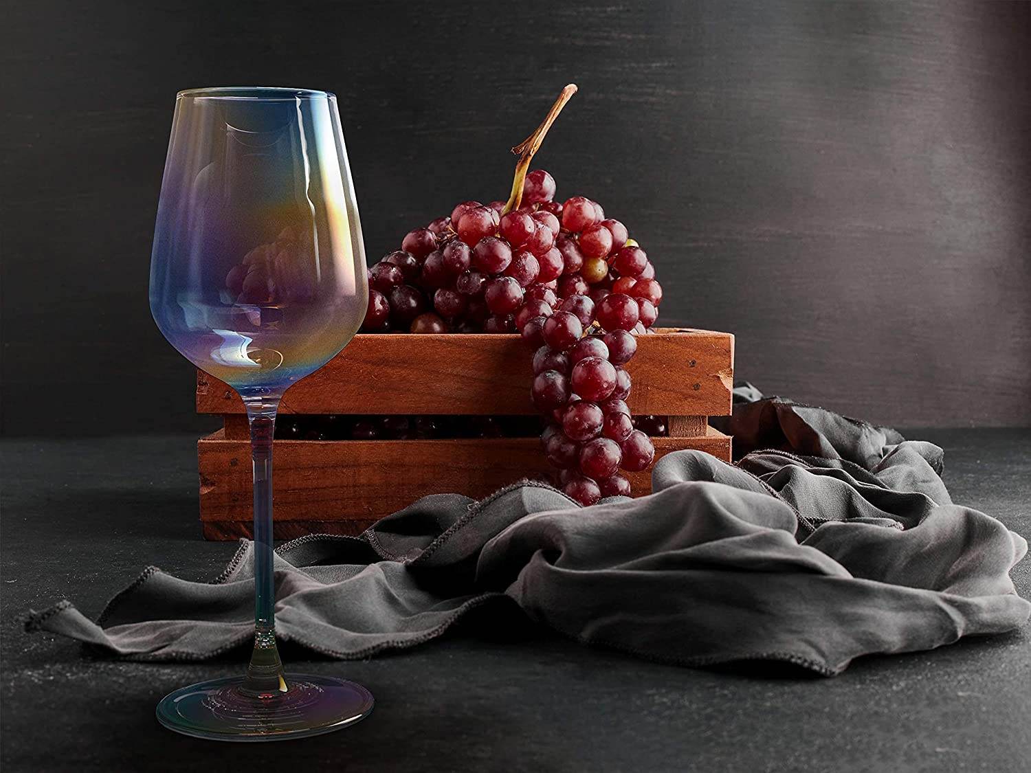 Iridescent Luster Large Radiance Wine Glasses - White Pearl Whimsy and Nostalgia Large Red Wine or White Wine Glass In An Elegant Gift Box - Metromarketstore