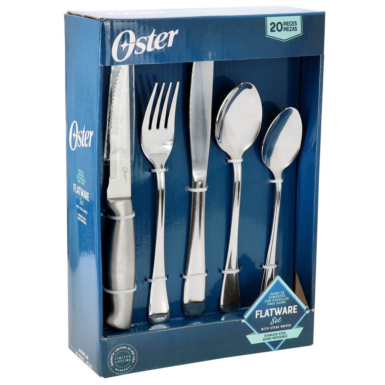 Oster Macmillan 20 Piece Stainless Steel Flatware Set with Steak Knives - Metromarketstore