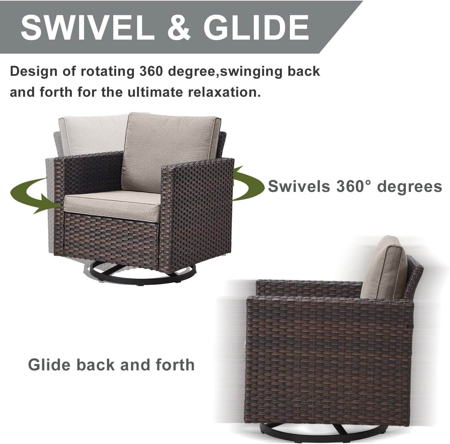 9 Piece Outdoor Patio Furniture Set with Swivel Rockers - Metromarketstore