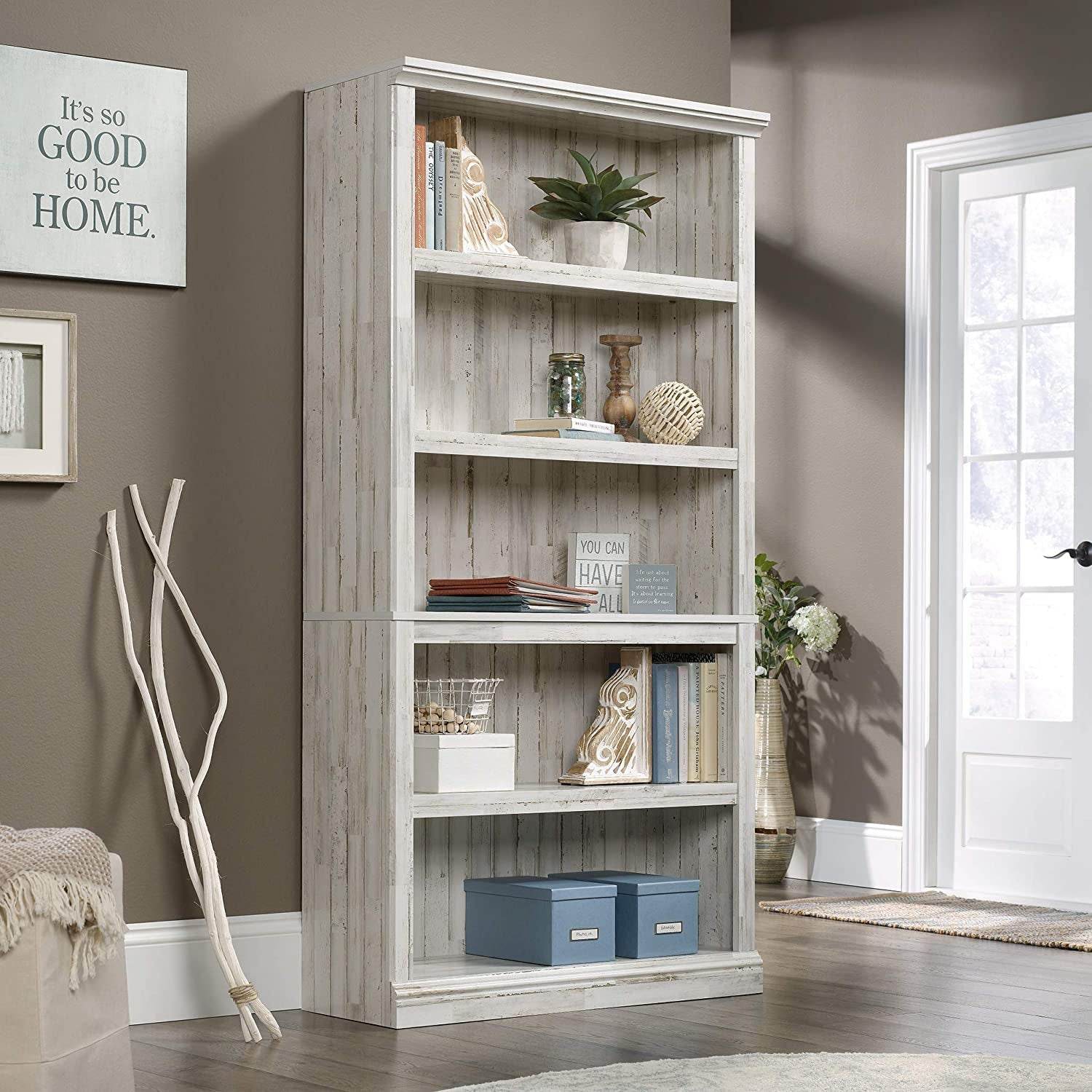 White Plank Bookcase with 5 Shelves - Metromarketstore