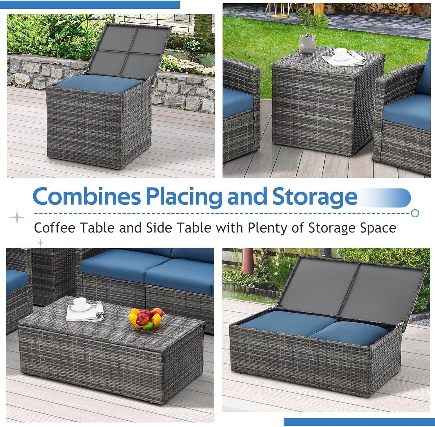 Seven Piece Outdoor Patio Furniture Set with Storage - Metromarketstore