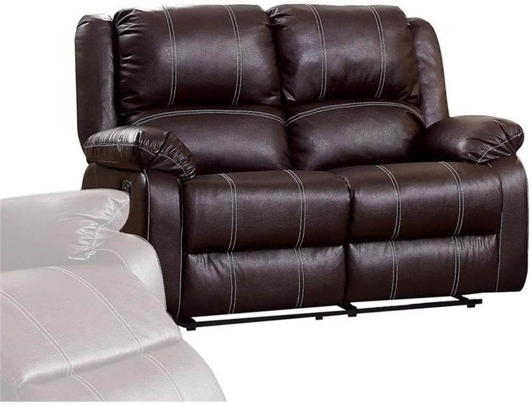 Brown Faux Leather Recliner Loveseat-1