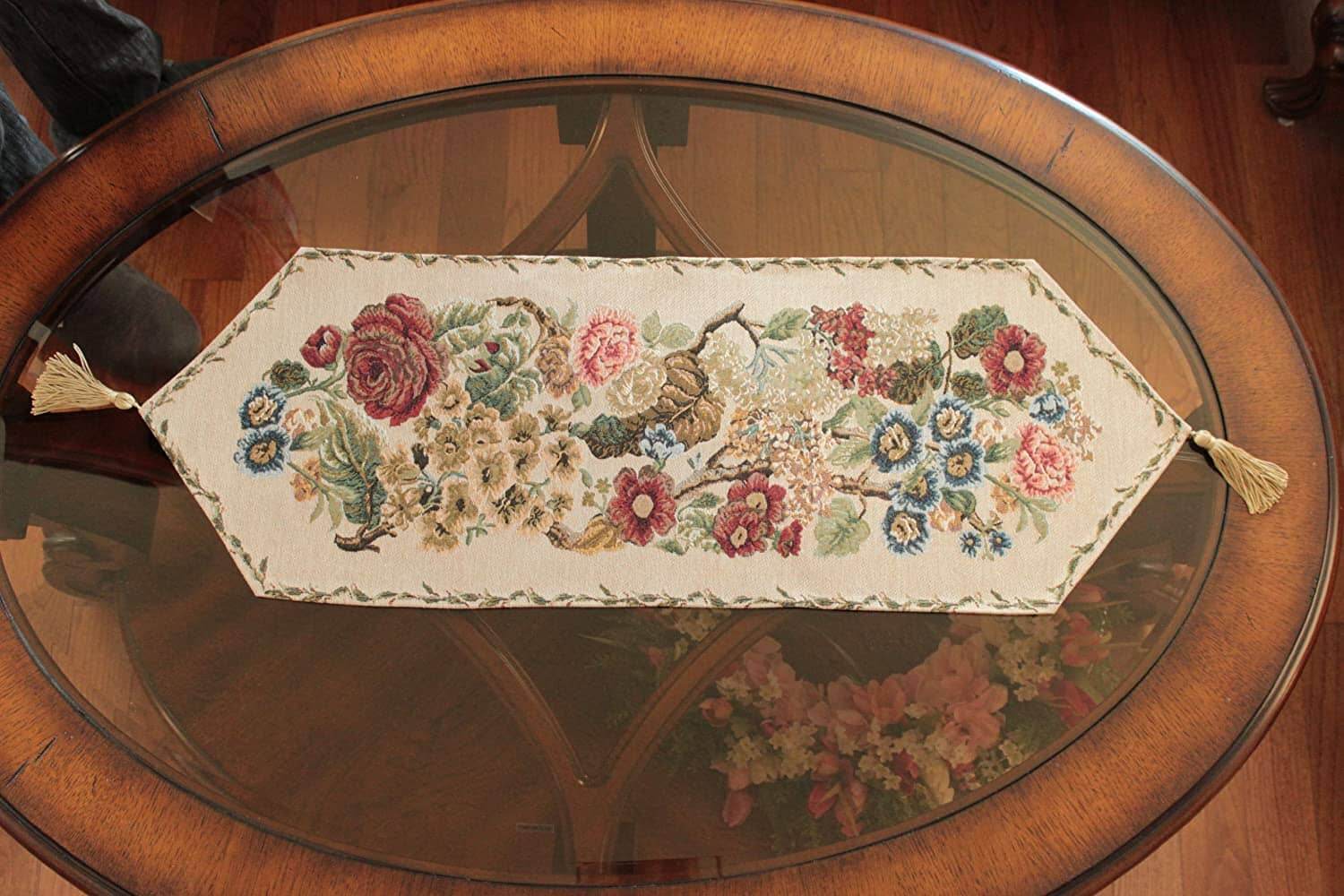 Tache Colorful Floral Country Rustic Morning Meadow Woven Table Runner - Metromarketstore