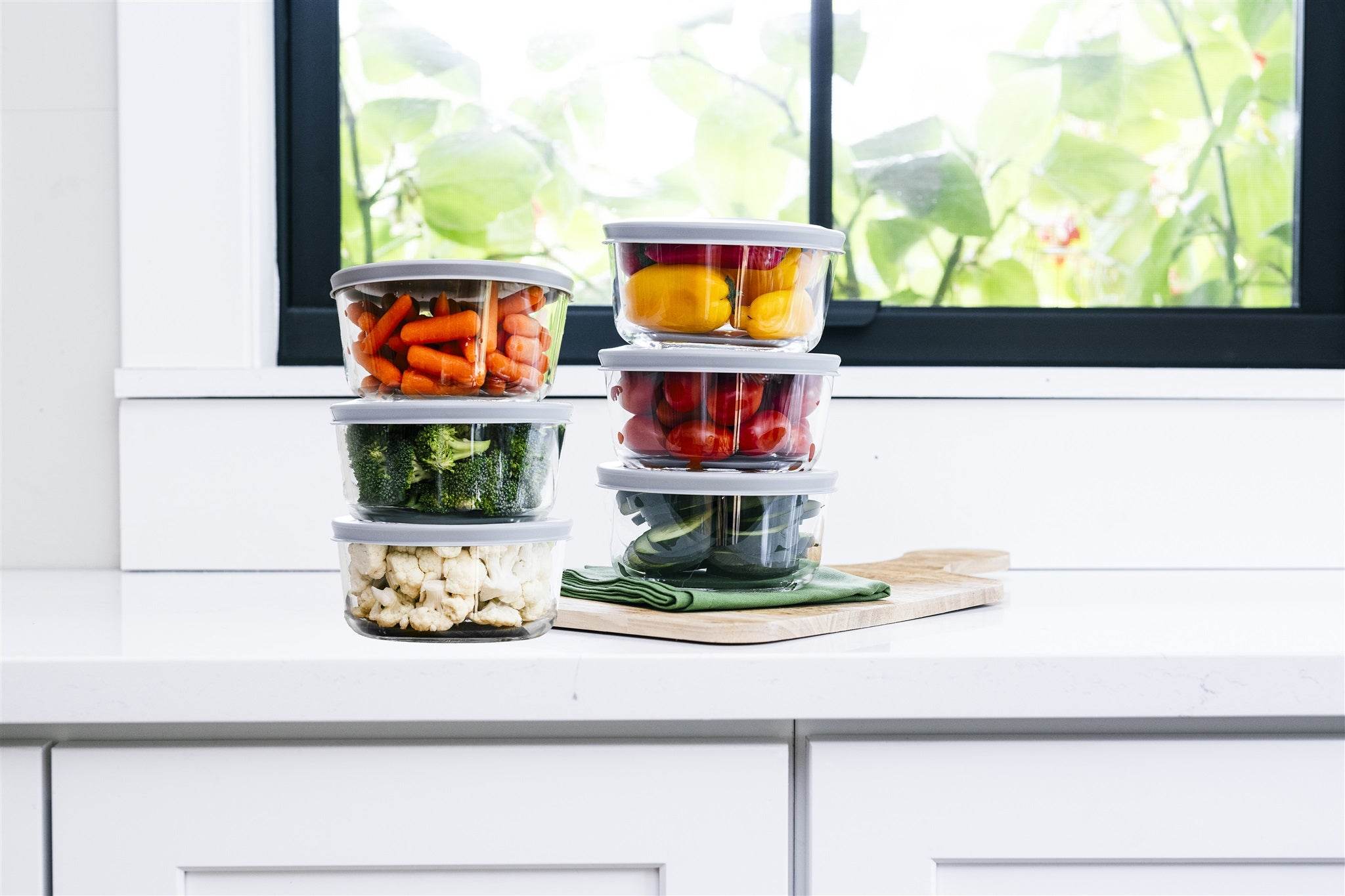 Glass Food Storage Containers - 12 Piece 2 Cup Set (6 Containers + 6 Lids) - Metromarketstore