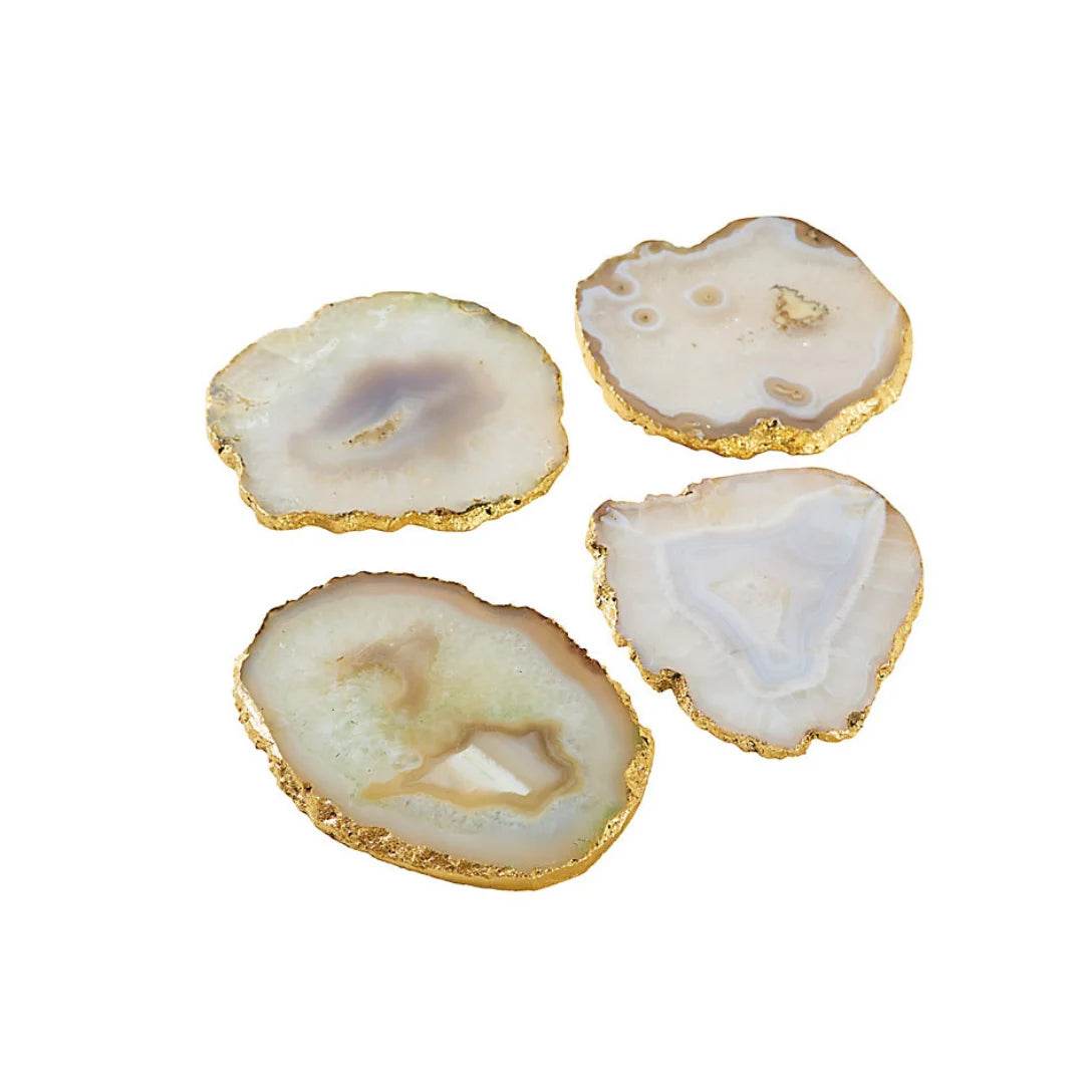 Gilded Stone Coasters Set of 4 Gold Trim - Metromarketstore