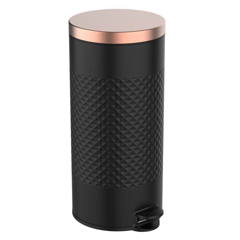 Hands Free Black/Gold Metal Step On Trash Can - 8 Gallons - Metromarketstore