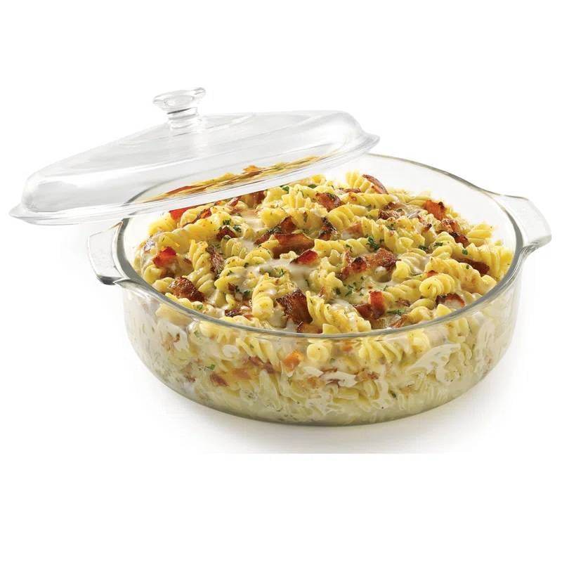 3-Quart Glass Bakeware Casserole Dish Dutch Oven with Oven-Safe Glass Lid - Metromarketstore