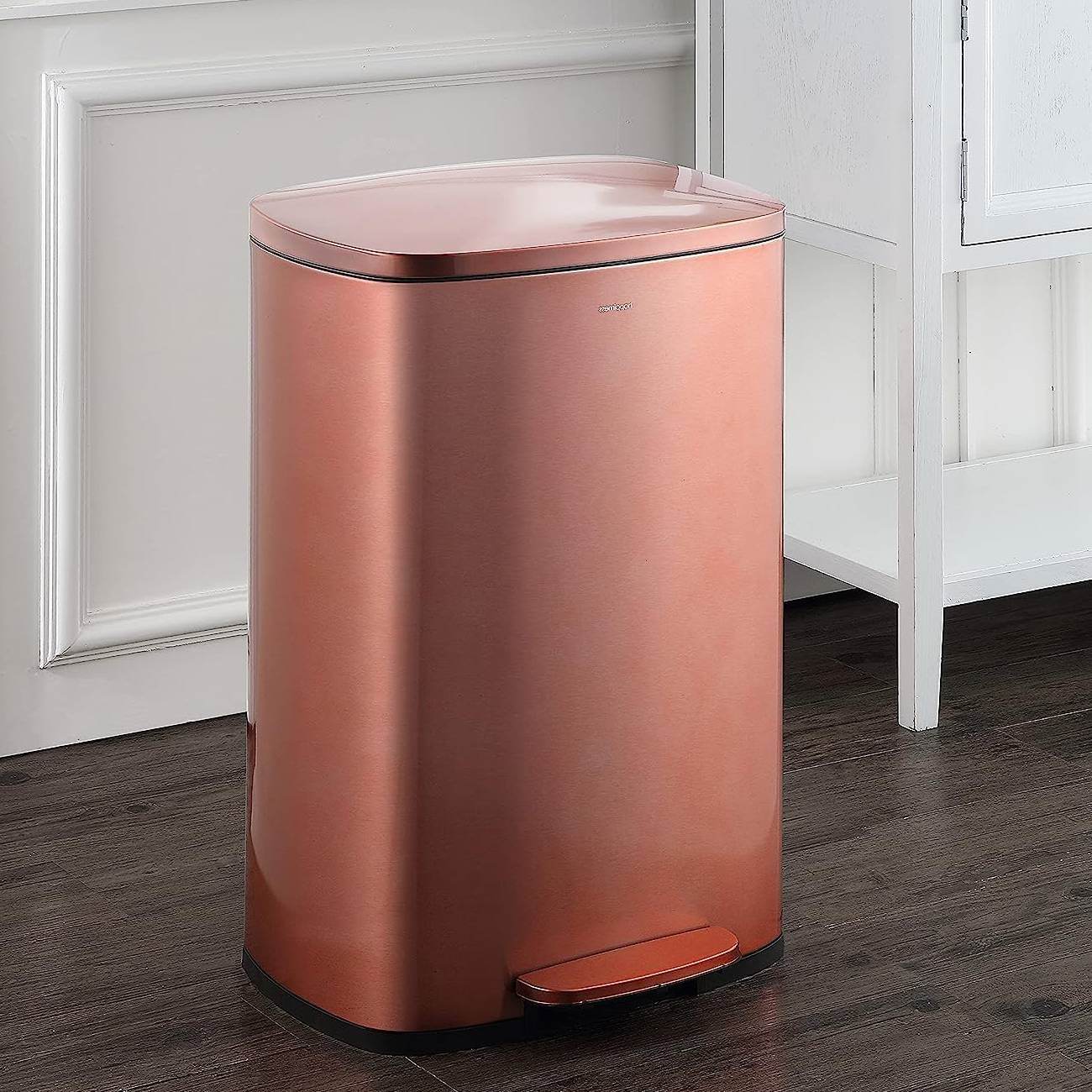 Set of 2 - Copper Gold Step-on Trash Can - 13-Gallon and 1.3-Gallon - Metromarketstore