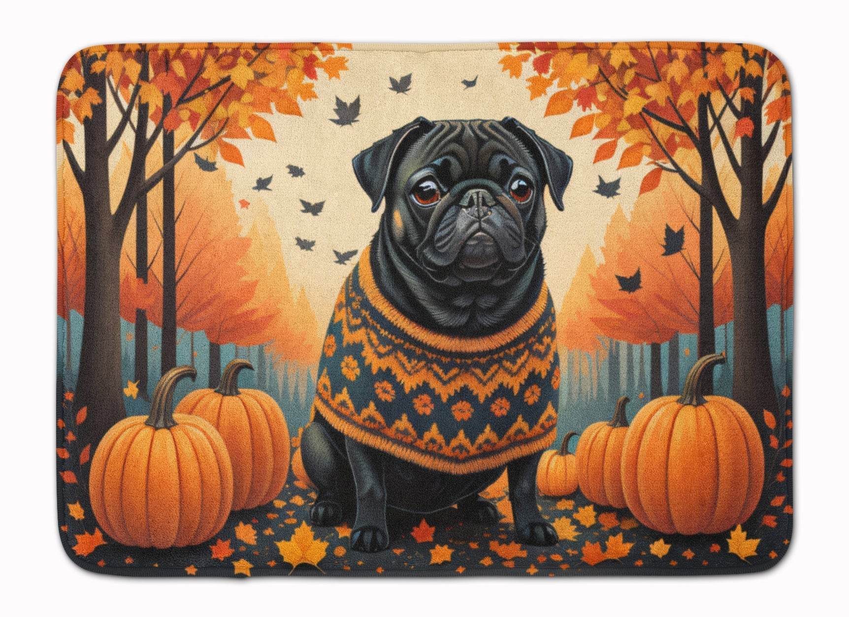Black Pug Fall Memory Foam Kitchen Mat - Metromarketstore