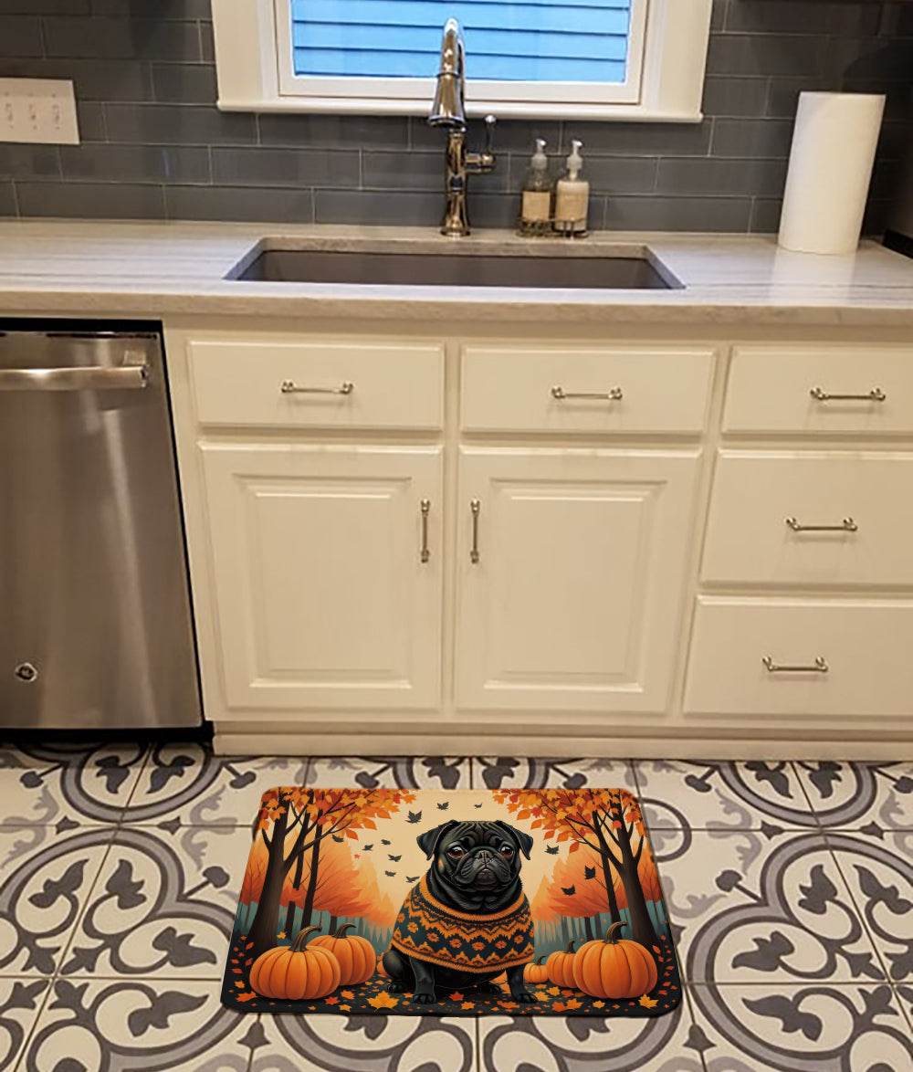 Black Pug Fall Memory Foam Kitchen Mat - Metromarketstore