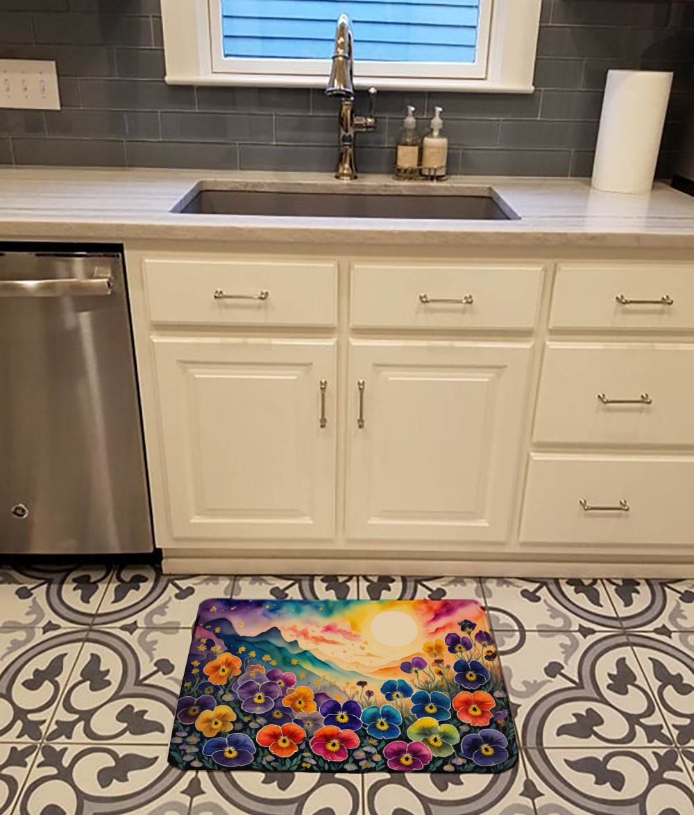Pansies in Color Memory Foam Kitchen Mat - Metromarketstore