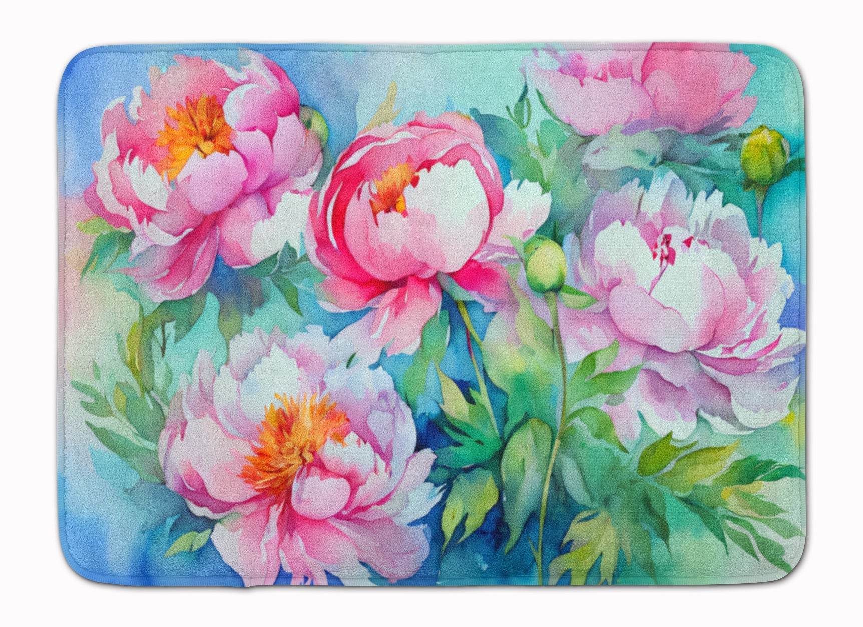 Peonies in Watercolor Memory Foam Kitchen Mat - Metromarketstore