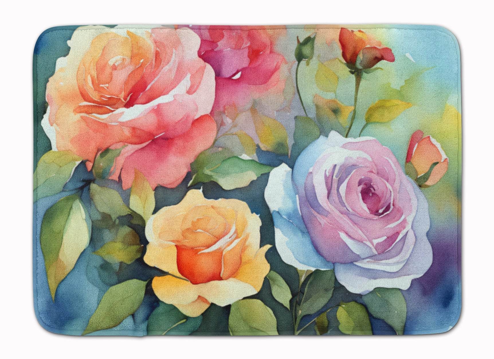 Roses in Watercolor Memory Foam Kitchen Mat - Metromarketstore