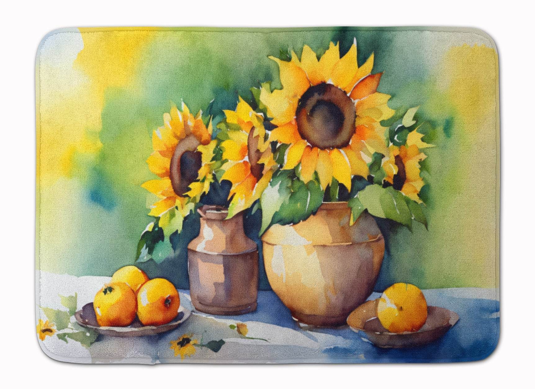 Sunflowers in Watercolor Memory Foam Kitchen Mat - Metromarketstore