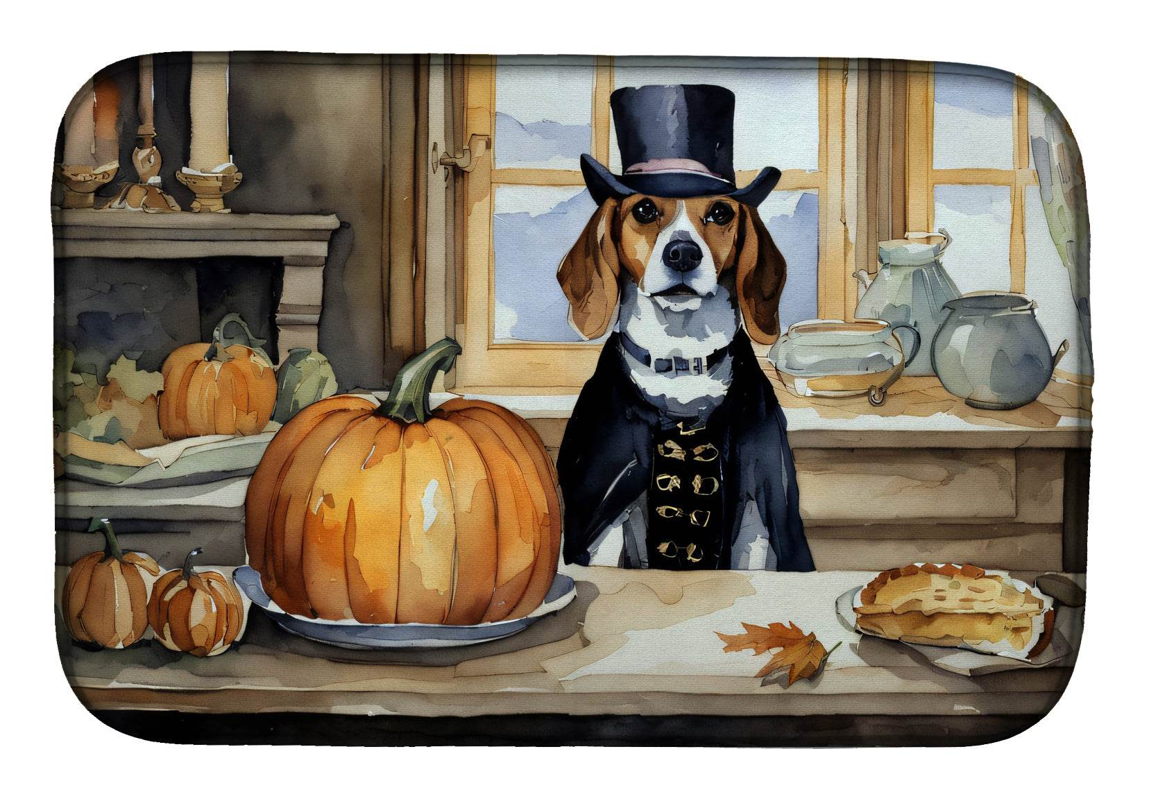 Beagle Fall Kitchen Pumpkins Dish Drying Mat - Metromarketstore