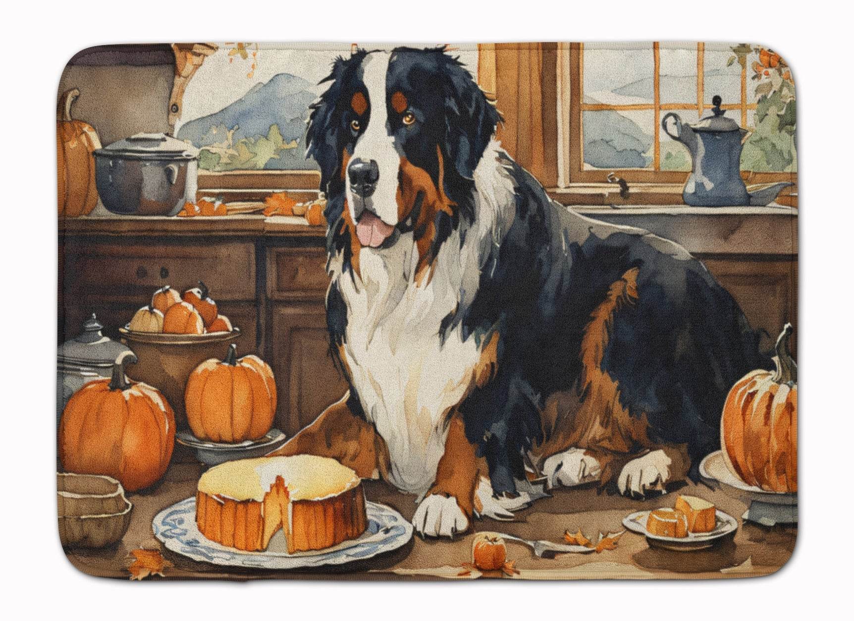 Bernese Mountain Dog Fall Kitchen Pumpkins Memory Foam Kitchen Mat - Metromarketstore