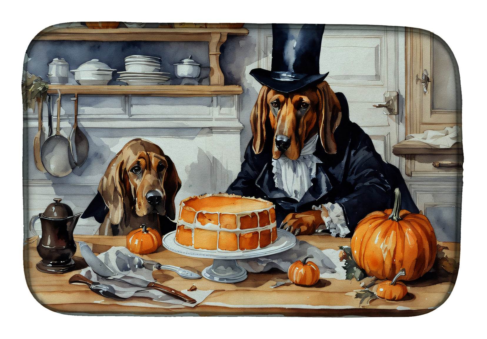Bloodhound Fall Kitchen Pumpkins Dish Drying Mat - Metromarketstore