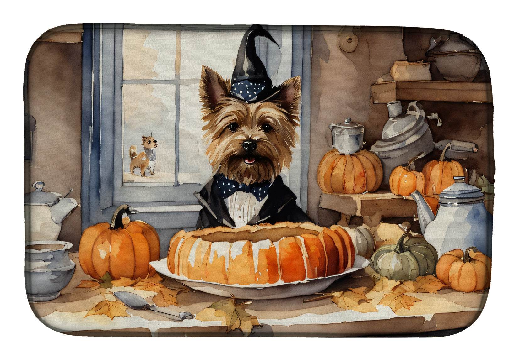 Cairn Terrier Fall Kitchen Pumpkins Dish Drying Mat - Metromarketstore