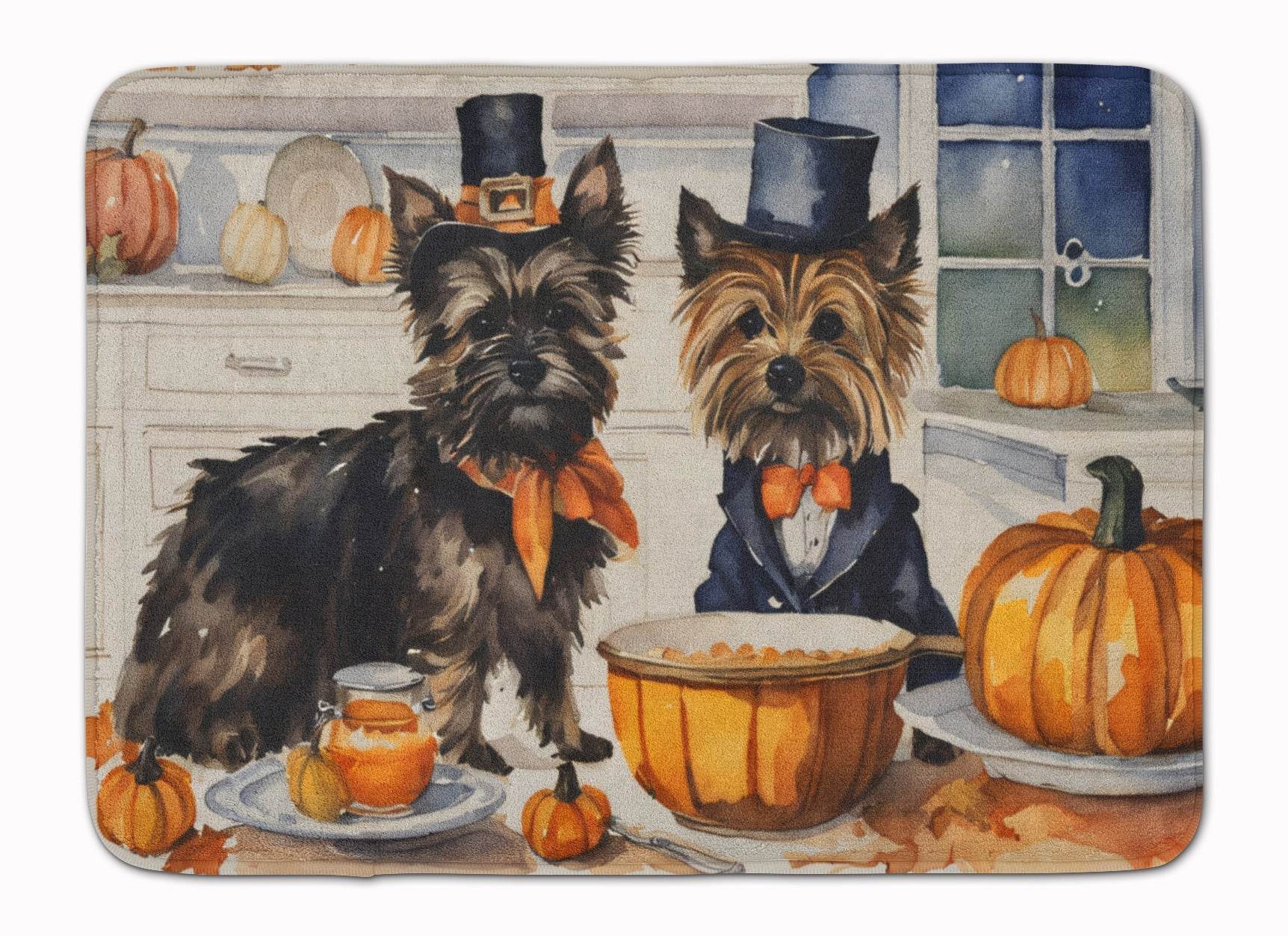 Cairn Terrier Fall Kitchen Pumpkins Memory Foam Kitchen Mat - Metromarketstore