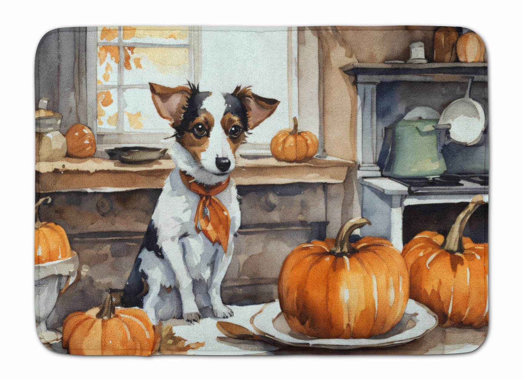 Jack Russell Terrier Fall Kitchen Pumpkins Memory Foam Kitchen Mat - Metromarketstore