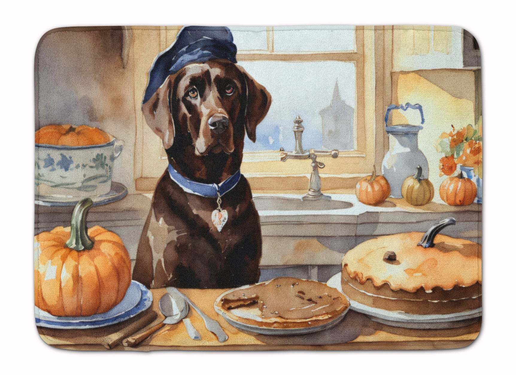 Chocolate Lab Fall Kitchen Pumpkins Memory Foam Kitchen Mat - Metromarketstore